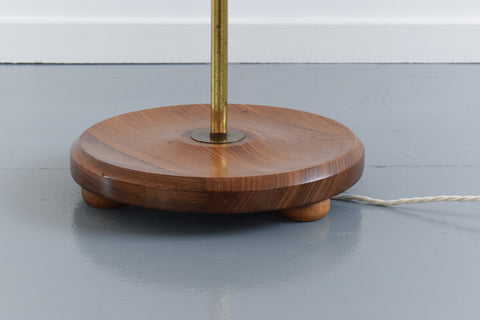 Vintage Teak and Brass Standing Lamp Base