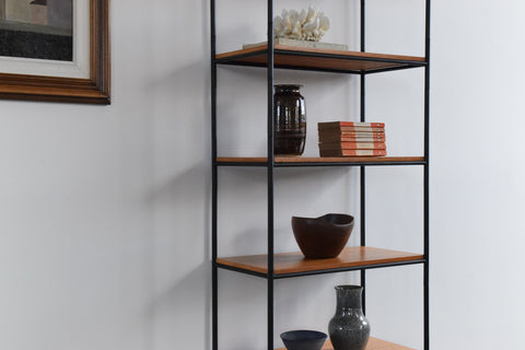 Vintage Teak and Metal Modular Shelving Unit / Bookcase