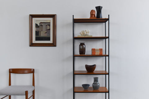 Vintage Teak and Metal Modular Shelving Unit / Bookcase