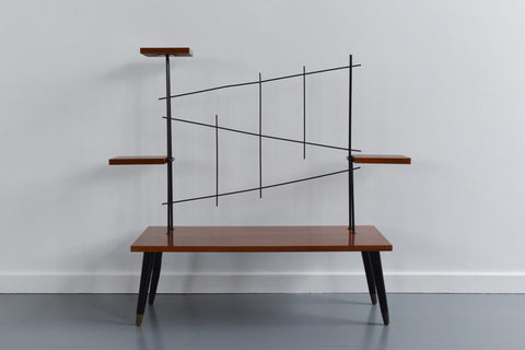 Vintage Teak and Metal Plant Stand