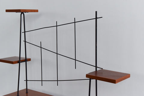 Vintage Teak and Metal Plant Stand