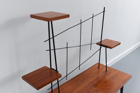 Vintage Teak and Metal Plant Stand
