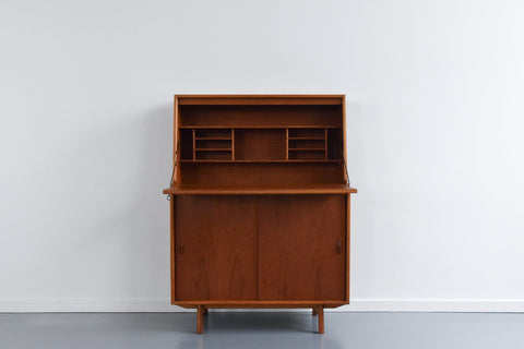Vintage Unrestored Teak Slimline Bureau / Cabinet by Herbert Gibbs