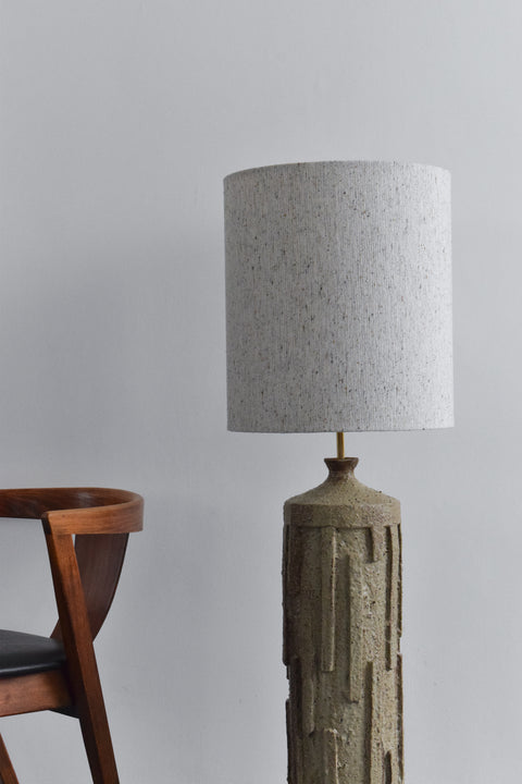 Vintage Large Studio Pottery Floor Lamp with New Textured Shade 