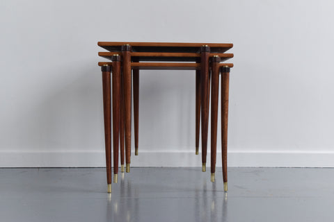 Vintage Walnut and Beech Nest of Tables by Opal Möbel