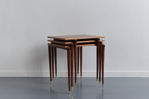 Vintage Walnut and Beech Nest of Tables by Opal Möbel
