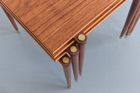 Vintage Walnut and Beech Nest of Tables by Opal Möbel