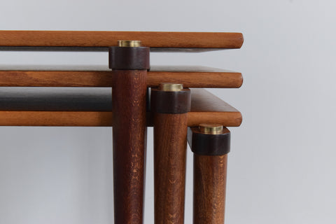 Vintage Walnut and Beech Nest of Tables by Opal Möbel