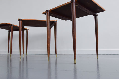 Vintage Walnut and Beech Nest of Tables by Opal Möbel