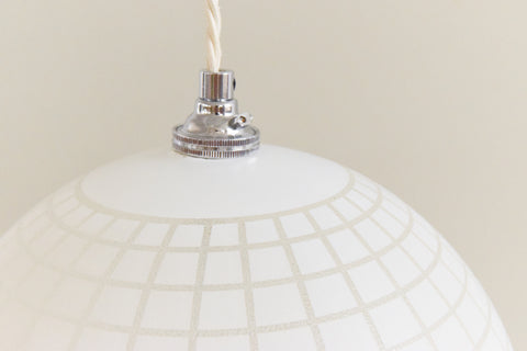 Vintage White Checked Frosted Glass Globe Pendant Light Shade