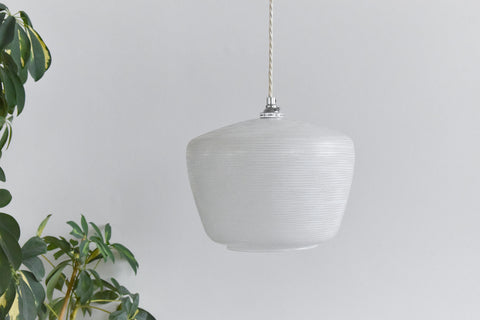 Vintage White Pattered Frosted Glass Pendant Light Shade