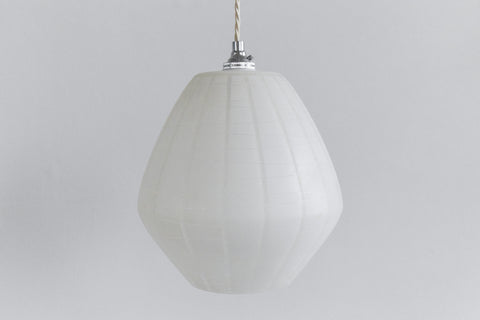 Vintage White Pattered Frosted Pear Shaped Glass Pendant Light Shade