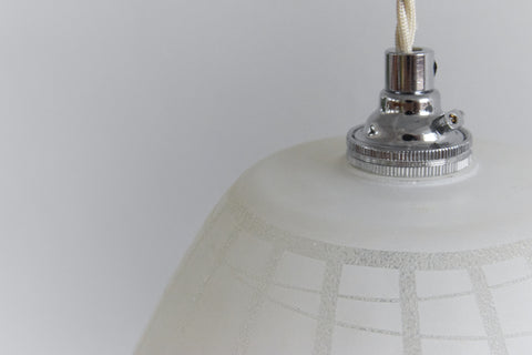 Vintage White Pattered Frosted Pear Shaped Glass Pendant Light Shade