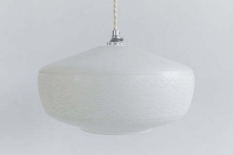 Vintage White Patterned Frosted Glass Textured Pendant Light Shade