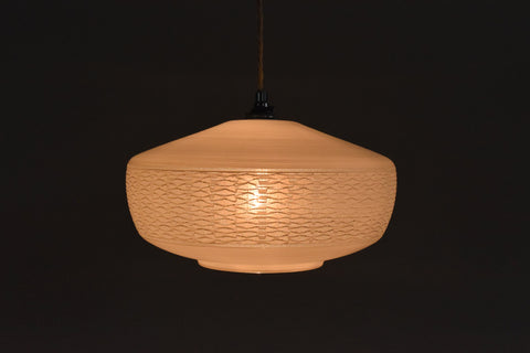 Vintage White Patterned Frosted Glass Textured Pendant Light Shade