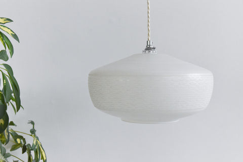 Vintage White Patterned Frosted Glass Textured Pendant Light Shade