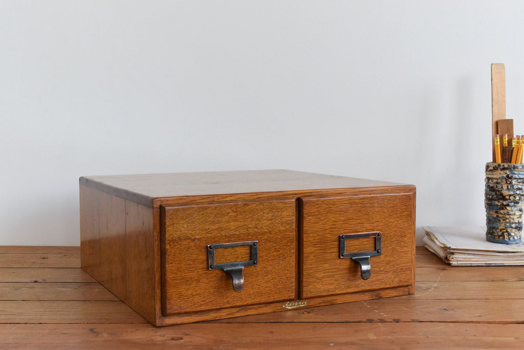 Vintage Wooden Double Filing Drawer Unit by Advance Systems ...