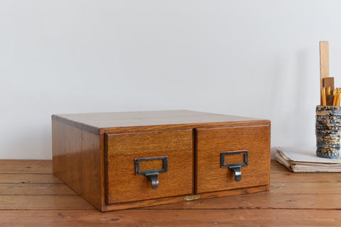 Vintage Wooden Double Filing Drawer Unit by Advance Systems