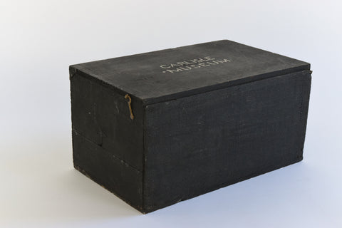 Vintage Wooden Ex-Museum of Carlisle Storage Box in Black
