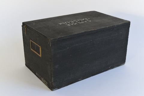 Vintage Wooden Ex-Museum of Carlisle Storage Box in Black