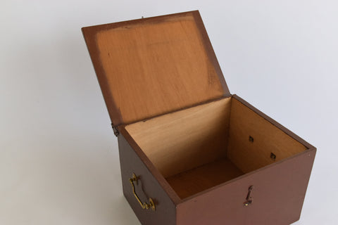 Vintage Wooden Ex-Museum of Carlisle Storage Box in Brown
