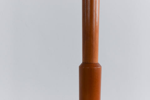 Vintage Wooden Floor Lamp with New Pleated Beige Shade