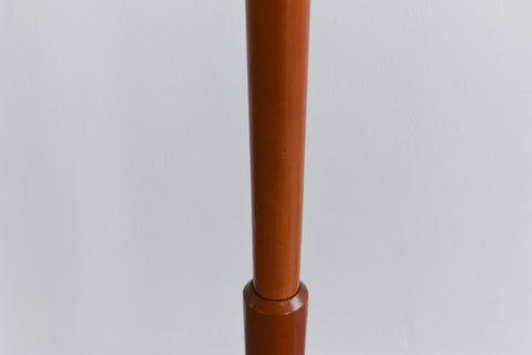 Vintage Wooden Floor Lamp with New Pleated Beige Shade