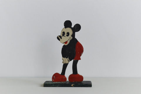 Vintage Wooden Folk Art Hand Made Mickey Mouse Figure