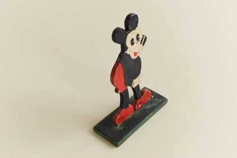 Vintage Wooden Folk Art Hand Made Mickey Mouse Figure