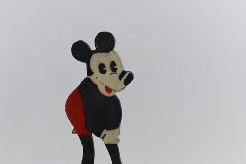 Vintage Wooden Folk Art Hand Made Mickey Mouse Figure