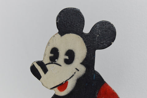 Vintage Wooden Folk Art Hand Made Mickey Mouse Figure