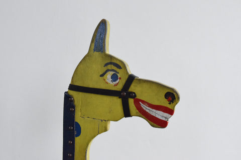 Vintage Wooden Folk Art Ride On Giraffe