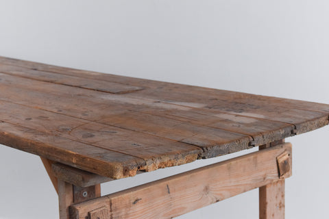 Vintage Rustic Wooden Folding Trestle Table