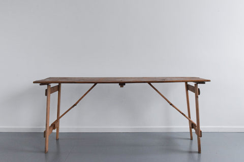 Vintage Rustic Wooden Folding Trestle Table