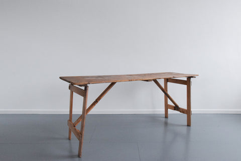 Vintage Rustic Wooden Folding Trestle Table