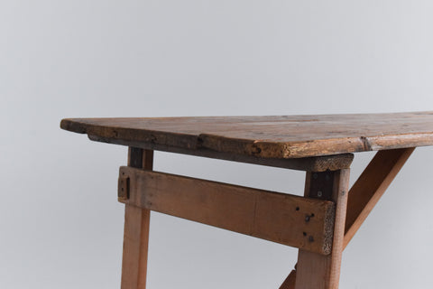 Vintage Rustic Wooden Folding Trestle Table