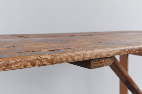 Vintage Rustic Wooden Folding Trestle Table