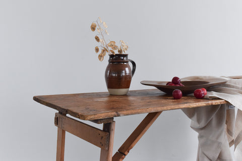 Vintage Rustic Wooden Folding Trestle Table