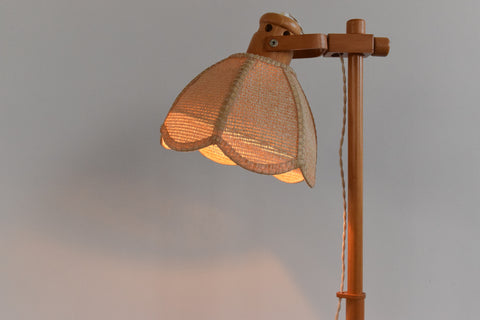 Cavaca Floor Lamp, Wooden/Wicker Floor Lamp In Natural Colours