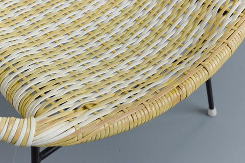 Vintage Yellow and White Wicker Satellite Chair