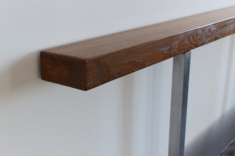Vintage Black Vinyl, Steel and Teak Bench from Carlisle's Civic Centre Council Chamber