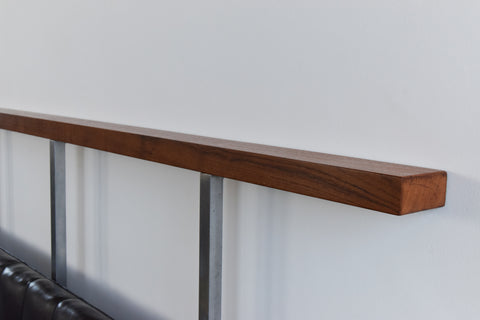 Vintage Black Vinyl, Steel and Teak Bench from Carlisle's Civic Centre Council Chamber