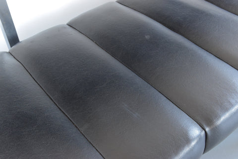 Vintage Black Vinyl, Steel and Teak Bench from Carlisle's Civic Centre Council Chamber