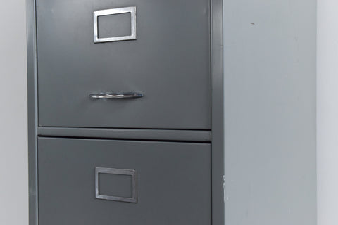 Vintage Grey Four Drawer Metal Filing Cabinet