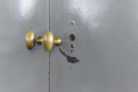 Vintage Grey Metal Industrial Double Door Locker / Cabinet