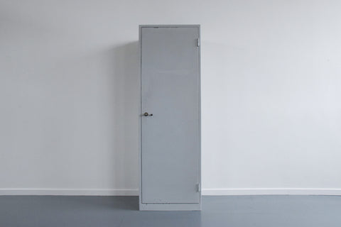 Vintage Grey Metal Industrial Single Door Locker / Cabinet