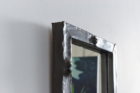 Vintage Small Arts and Crafts Style Pewter framed Mirror Circa 1920s