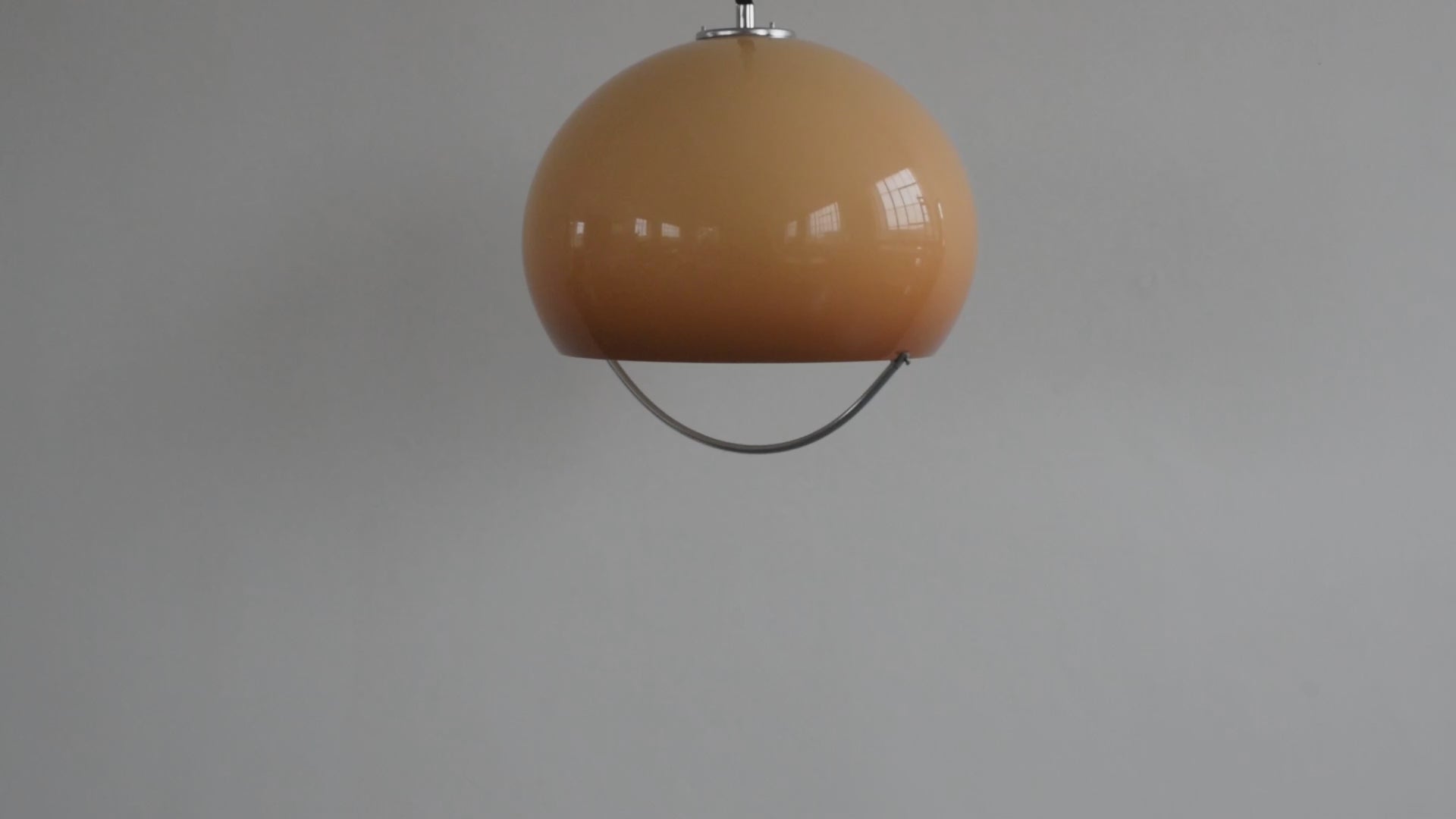 Vintage Peach Plastic Rise and Fall Mushroom Ceiling Light Guzzini Style