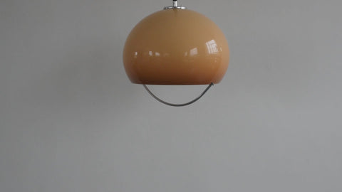 Vintage Peach Plastic Rise and Fall Mushroom Ceiling Light Guzzini Style