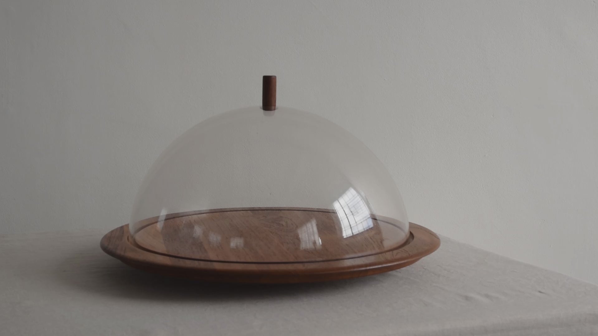 Vintage Danish Teak and Perspex Domed Lazy Susan by Digsmed